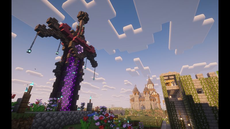 Large portal monument with purple core