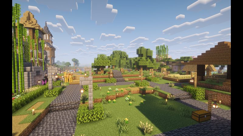 Village paths with greenery and bamboo