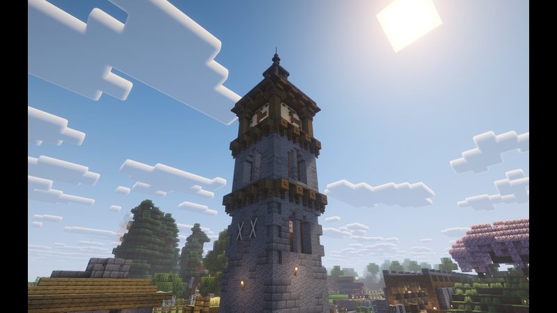 Clocktower rising into the bright sky
