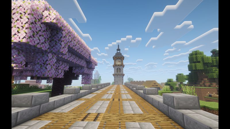 Bridge avenue beside cherry blossom trees