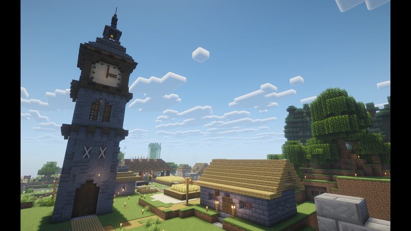 Village rooftops near the clocktower