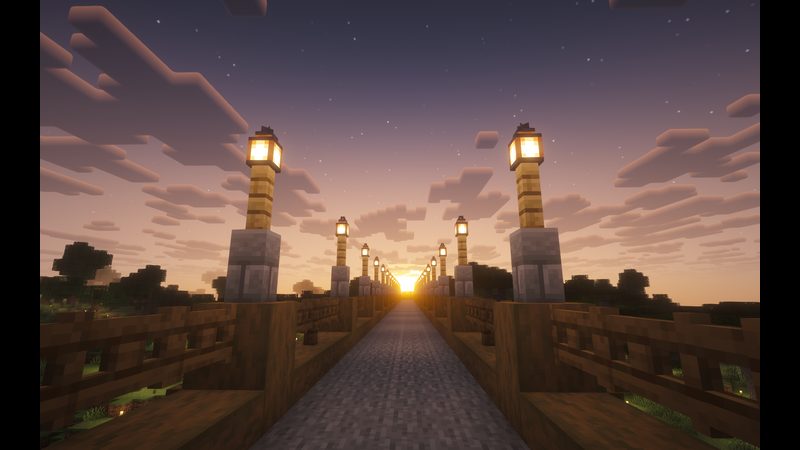 Sunset vanishing point on the lantern bridge